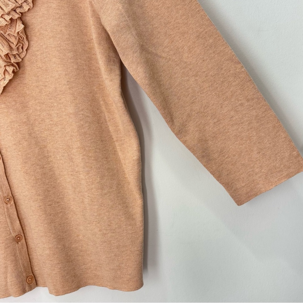 Talbots Ruffle Sweater Cardigan Size XL NEW Neutral Preppy E85 - Picture 7 of 16